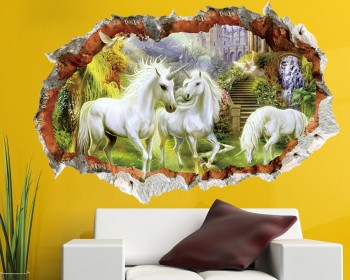 3D Effect Unicorn Landscape Wall Decal 3D Effect Unicorn Landscape Wall Decal